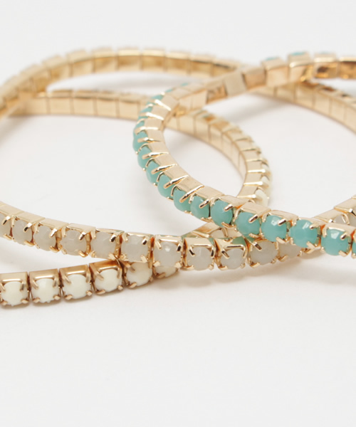 one after another NICE CLAUP(ワンアフターアナザーナイスクラップ)の「【ナイスクラップ】3本セットブレスレット(ブレスレット・レディース・ピンク/グリーン・FREE)」の4枚目の写真