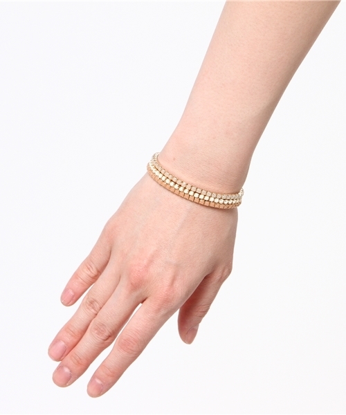 one after another NICE CLAUP(ワンアフターアナザーナイスクラップ)の「【ナイスクラップ】3本セットブレスレット(ブレスレット・レディース・ピンク/グリーン・FREE)」の5枚目の写真