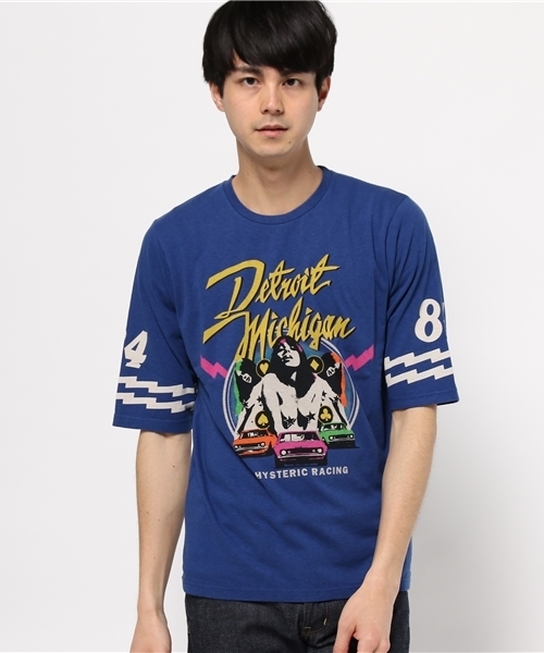 HYSTERIC GLAMOUR（ヒステリックグラマー）の「HYS RACING pt 五分袖T-SH（Tシャツ/カットソー・メンズ・ホワイト/ブルー/ブラック・LARGE/MEDIUM/X-LARGE/SMALL）」の14枚目の写真
