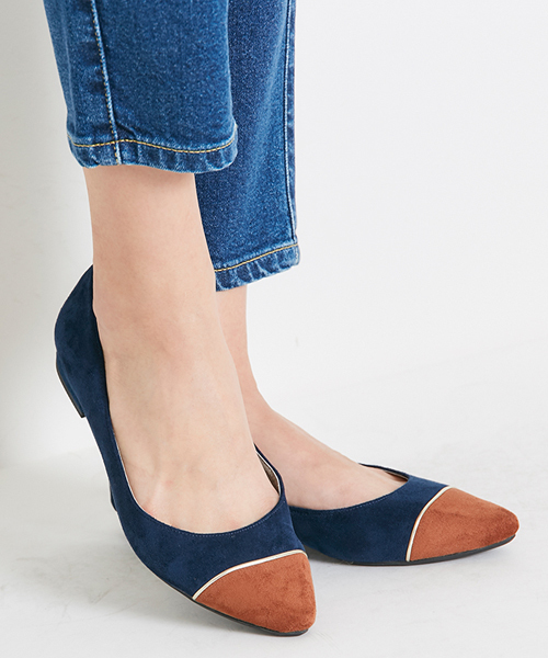 ORiental TRaffic（オリエンタルトラフィック）の「秋冬★バイカラーフラットパンプス★6315（パンプス・レディース・ベージュ/ネイビー/ブラック・38/35/36/37/42/40/34/41/39）」の3枚目の写真