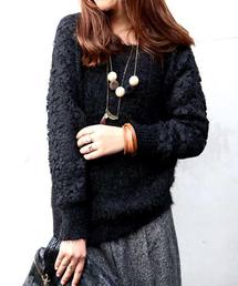 antiqua | フラワーレース×ゆるふわニットトップス(ニット/セーター)