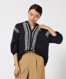 GLOBAL WORK | ビーズシシュウブラウス8分袖/738599(シャツ/ブラウス)