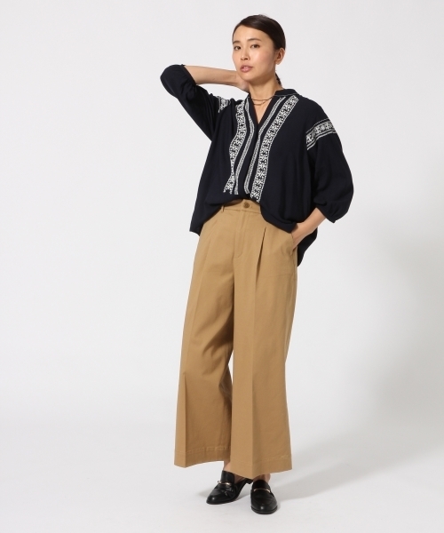 GLOBAL WORK（グローバルワーク）の「ビーズシシュウブラウス8分袖/738599（シャツ/ブラウス・レディース・ホワイト/オフホワイト/ネイビー・MEDIUM/LARGE）」の7枚目の写真