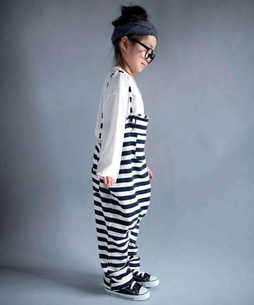 antiqua（アンティカ）の「ボーダーサルエルサロペット（サロペット