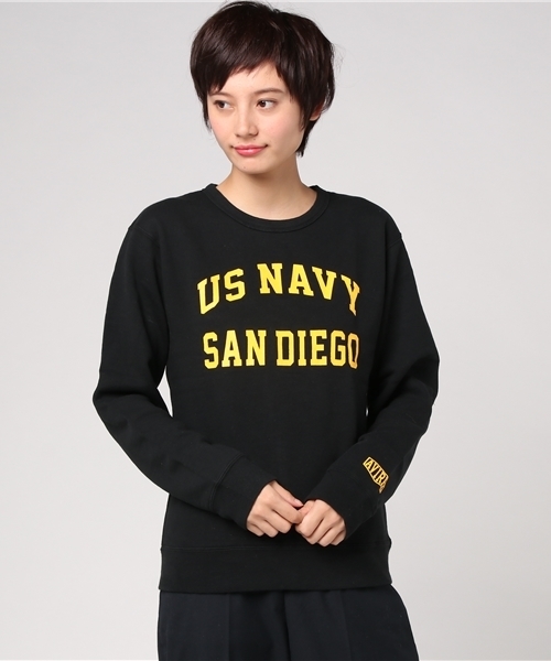 AVIREX（アヴィレックス）の「US NAVY LOGO PULLOVER/ US NAVY ロゴ プルオーバー/avirex/ アヴィレックス（スウェット・レディース・グレー/ブラック・MEDIUM/SMALL）」の9枚目の写真
