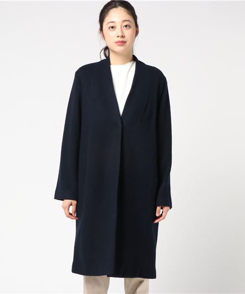 RIVE DROITE(リヴドロワ)の「エアリー接結ノーカラーコート(その他アウター・レディース・ベージュ/ネイビー・FREE)」の5枚目の写真