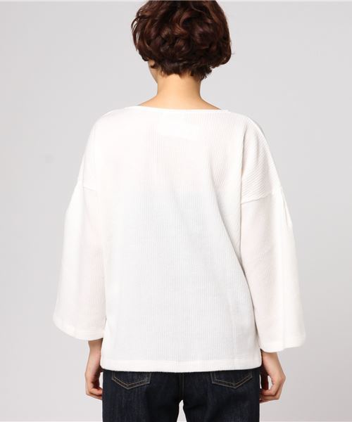 GeeRA（ジーラ）の「モヘア調起毛リブニットソートップス（Tシャツ/カットソー・レディース・オフホワイト/カーキ/ピンク/杢グレー/ブラック・L/LL/M/S）」の7枚目の写真