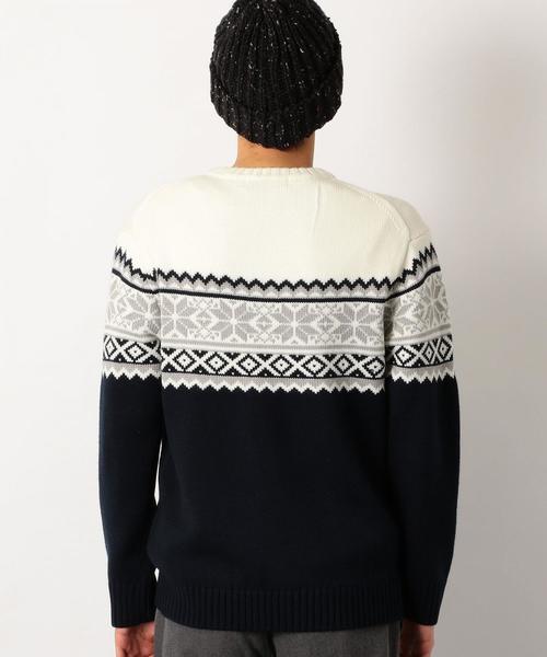 green label relaxing（グリーンレーベルリラクシング）の「SC スノーJQ クルーネック ニット ◆（ニット/セーター・メンズ・ネイビー/ブラウン・LARGE/MEDIUM/SMALL）」の11枚目の写真