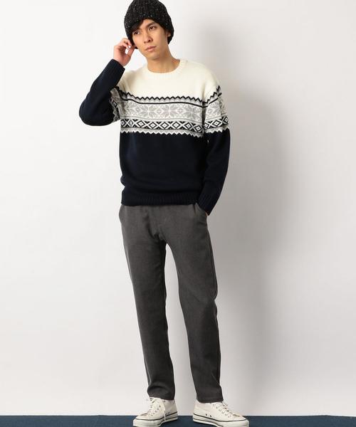 green label relaxing（グリーンレーベルリラクシング）の「SC スノーJQ クルーネック ニット ◆（ニット/セーター・メンズ・ネイビー/ブラウン・LARGE/MEDIUM/SMALL）」の14枚目の写真