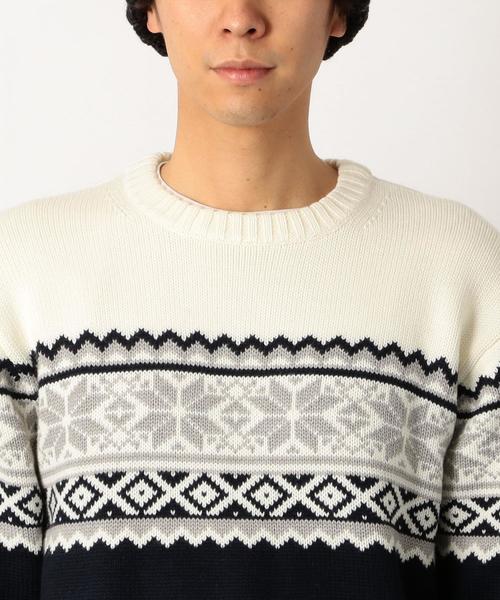 green label relaxing（グリーンレーベルリラクシング）の「SC スノーJQ クルーネック ニット ◆（ニット/セーター・メンズ・ネイビー/ブラウン・LARGE/MEDIUM/SMALL）」の15枚目の写真