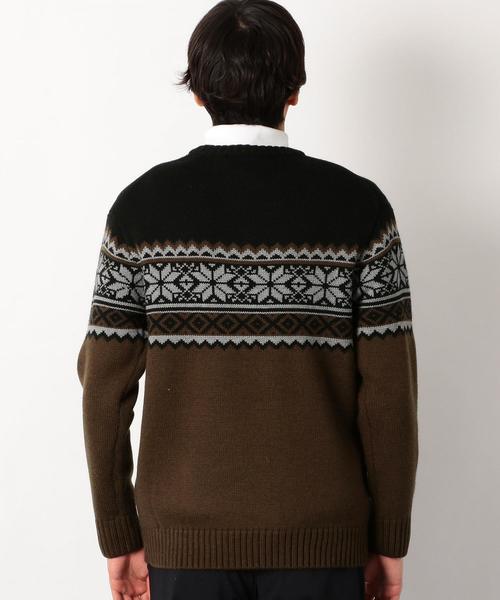 green label relaxing（グリーンレーベルリラクシング）の「SC スノーJQ クルーネック ニット ◆（ニット/セーター・メンズ・ネイビー/ブラウン・LARGE/MEDIUM/SMALL）」の8枚目の写真