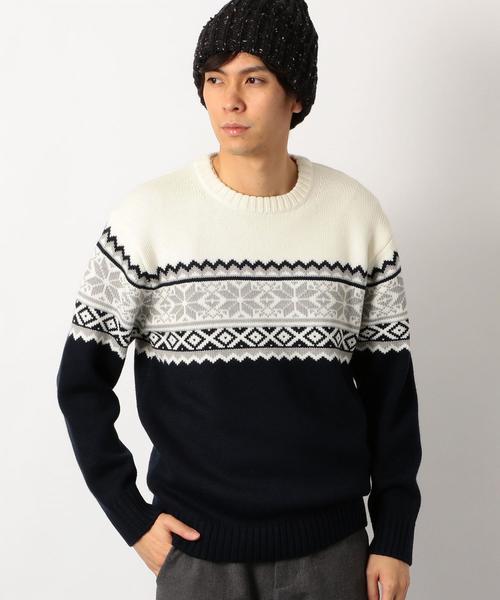 green label relaxing（グリーンレーベルリラクシング）の「SC スノーJQ クルーネック ニット ◆（ニット/セーター・メンズ・ネイビー/ブラウン・LARGE/MEDIUM/SMALL）」の4枚目の写真