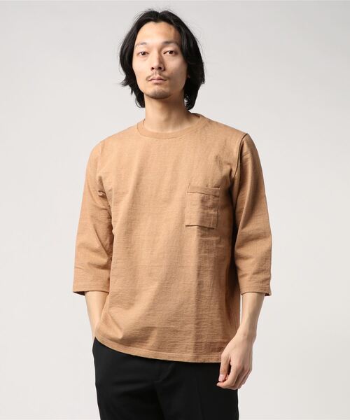 Jackman（ジャックマン）の「Dotsume 1/2 Sleeved T-shirt（Tシャツ/カットソー・メンズ・ヘザーグレー/ブラック/オフホワイト/ベージュ/カーキ/ネイビー/アッシュグレー/セージグリーン/スミクロ/ダークオレンジ/ダークグリーン/バイオレット/杢グレー/ライトブラウン/ブルー系その他/キナリ/カーキブラウン/ミント/ライトピンク/ダークグレー/ダークブラウン/グレー系その他/ピンク系その他・MEDIUM/SMALL/LARGE/X-LARGE）」の11枚目の写真