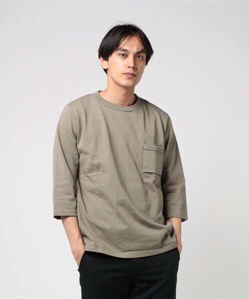 Jackman（ジャックマン）の「Dotsume 1/2 Sleeved T-shirt（Tシャツ/カットソー・メンズ・ヘザーグレー/ブラック/オフホワイト/ベージュ/カーキ/ネイビー/アッシュグレー/セージグリーン/スミクロ/ダークオレンジ/ダークグリーン/バイオレット/杢グレー/ライトブラウン/ブルー系その他/キナリ/カーキブラウン/ミント/ライトピンク/ダークグレー/ダークブラウン/グレー系その他/ピンク系その他・MEDIUM/SMALL/LARGE/X-LARGE）」の17枚目の写真