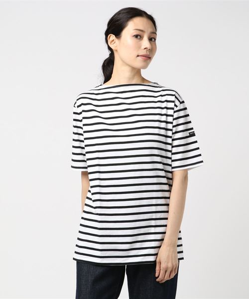 SAINT JAMES（セントジェームス）の「【SAINT JAMES / セントジェームス】PIRIAC ピリアック（Tシャツ/カットソー・レディース・ホワイト×グリーン/レッド系その他/ホワイト×ブラック/ブルー系その他/ホワイト×ネイビー/ブラック×ホワイト/グレー×ホワイト/ホワイト×グレー/ブルー系その他2/チャコールグレー/ネイビー/ブルー系その他3/ホワイト/ホワイト系その他/ブラック/オートミール/ライトグレー/グリーン系その他/ブラウン系その他/オレンジ系その他・5/1/3/4/0/6）」の3枚目の写真