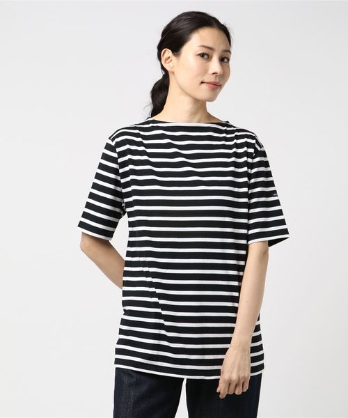 SAINT JAMES（セントジェームス）の「【SAINT JAMES / セントジェームス】PIRIAC ピリアック（Tシャツ/カットソー・レディース・ホワイト×グリーン/レッド系その他/ホワイト×ブラック/ブルー系その他/ホワイト×ネイビー/ブラック×ホワイト/グレー×ホワイト/ホワイト×グレー/ブルー系その他2/チャコールグレー/ネイビー/ブルー系その他3/ホワイト/ホワイト系その他/ブラック/オートミール/ライトグレー/グリーン系その他/ブラウン系その他/オレンジ系その他・5/1/3/4/0/6）」の8枚目の写真