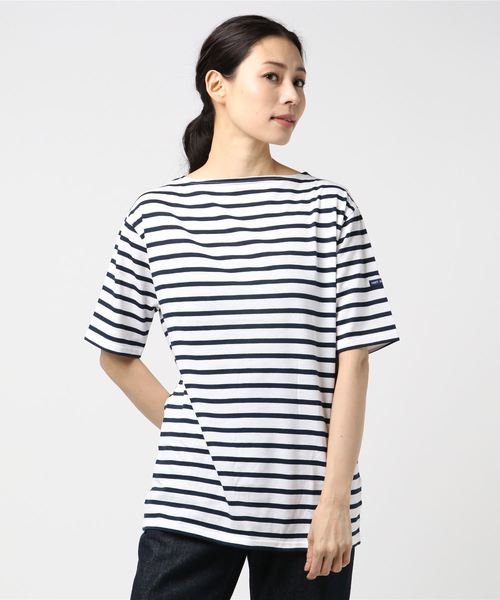 SAINT JAMES（セントジェームス）の「【SAINT JAMES / セントジェームス】PIRIAC ピリアック（Tシャツ/カットソー・レディース・ホワイト×グリーン/レッド系その他/ホワイト×ブラック/ブルー系その他/ホワイト×ネイビー/ブラック×ホワイト/グレー×ホワイト/ホワイト×グレー/ブルー系その他2/チャコールグレー/ネイビー/ブルー系その他3/ホワイト/ホワイト系その他/ブラック/オートミール/ライトグレー/グリーン系その他/ブラウン系その他/オレンジ系その他・5/1/3/4/0/6）」の6枚目の写真