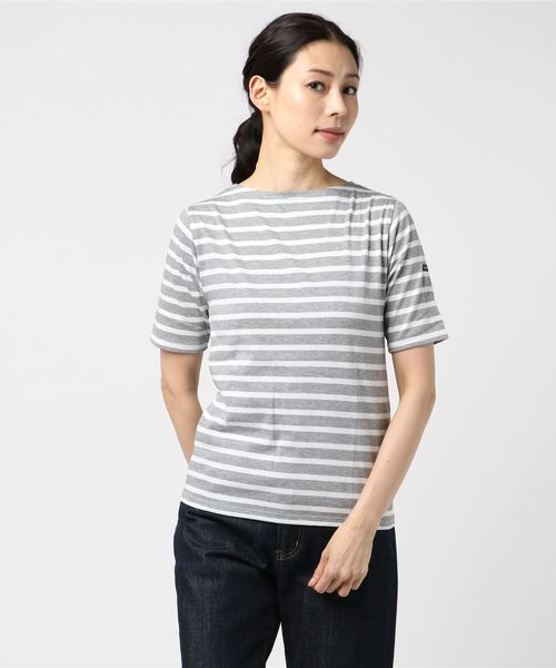 SAINT JAMES（セントジェームス）の「【SAINT JAMES / セントジェームス】PIRIAC ピリアック（Tシャツ/カットソー・レディース・ホワイト×グリーン/レッド系その他/ホワイト×ブラック/ブルー系その他/ホワイト×ネイビー/ブラック×ホワイト/グレー×ホワイト/ホワイト×グレー/ブルー系その他2/チャコールグレー/ネイビー/ブルー系その他3/ホワイト/ホワイト系その他/ブラック/オートミール/ライトグレー/グリーン系その他/ブラウン系その他/オレンジ系その他・5/1/3/4/0/6）」の11枚目の写真