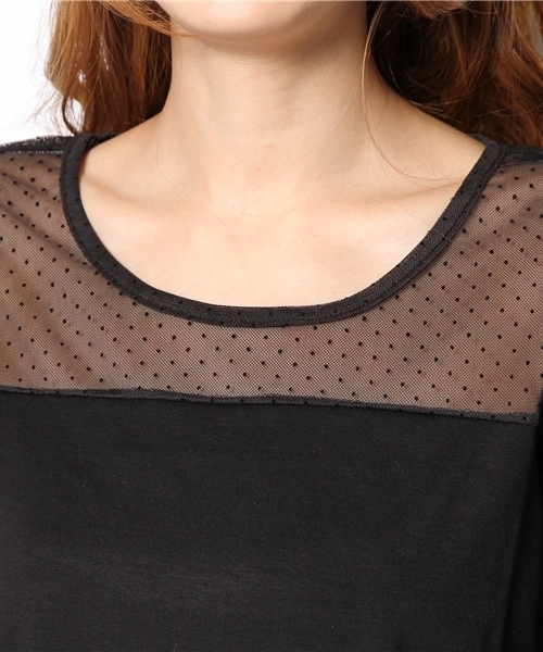 ROSE BUD(ローズバッド)の「LCTT-13258 C/N L/S-T(Tシャツ/カットソー・レディース・ブラック/ネイビー/ホワイト・ONE SIZE)」の9枚目の写真