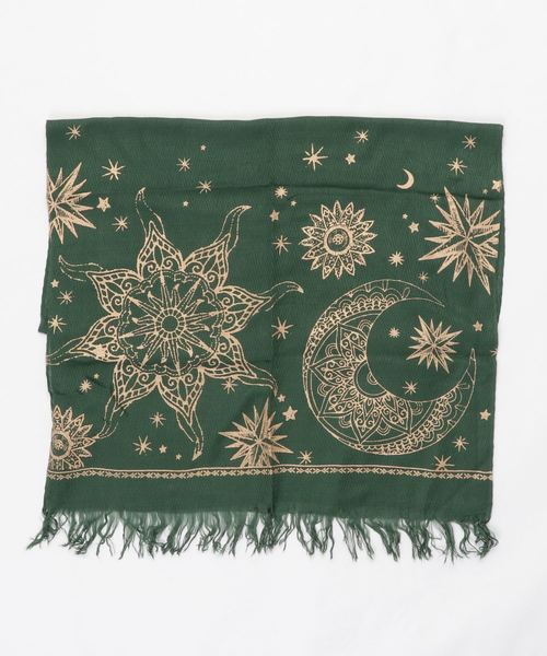 チャイハネ（チャイハネ）の「【チャイハネ】夜空に輝く月星ストール（ストール/ショール・レディース・ブラック/レッド/グリーン・FREE）」の7枚目の写真