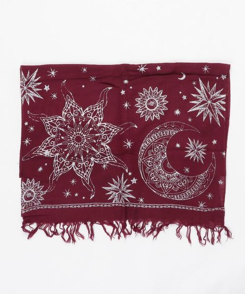 チャイハネ（チャイハネ）の「【チャイハネ】夜空に輝く月星ストール（ストール/ショール・レディース・ブラック/レッド/グリーン・FREE）」の4枚目の写真