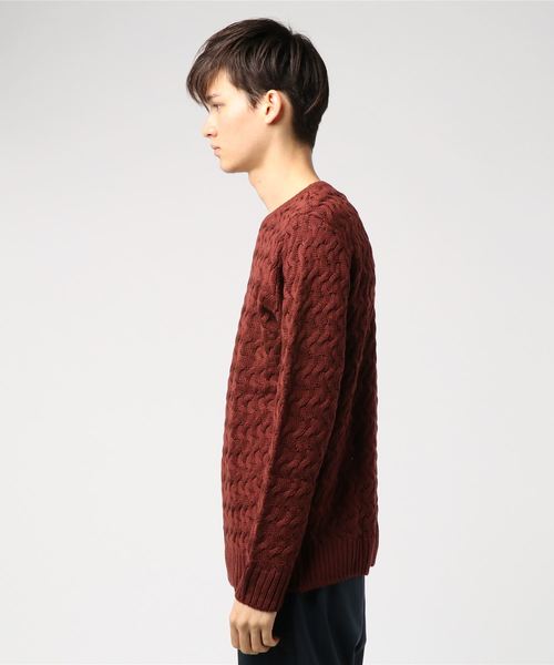 JACKROSE（ジャックローズ）の「カギ編みクルーネックニット（ニット/セーター・メンズ・ブラウン/オリーブ/ホワイト/グレー・M/L）」の5枚目の写真
