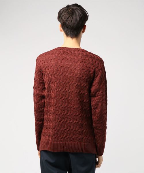 JACKROSE（ジャックローズ）の「カギ編みクルーネックニット（ニット/セーター・メンズ・ブラウン/オリーブ/ホワイト/グレー・M/L）」の6枚目の写真
