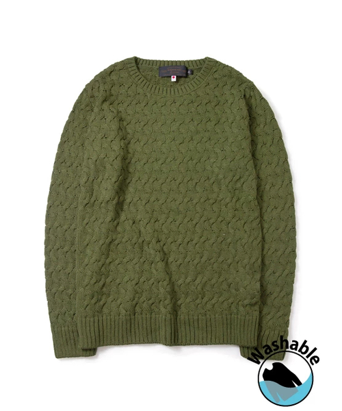 JACKROSE（ジャックローズ）の「カギ編みクルーネックニット（ニット/セーター・メンズ・ブラウン/オリーブ/ホワイト/グレー・M/L）」の4枚目の写真