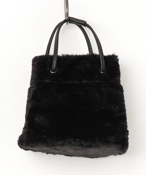 KOBE LETTUCE（コウベレタス）の「ふわふわエコファー巾着バッグ＊レディース/ミニバッグ/無地/レオパード柄[B1219]神戸レタス（ハンドバッグ・レディース・ブラック/ベージュ/パープル/グレー/カーキ/アイボリー/レオパード・FREE）」の11枚目の写真