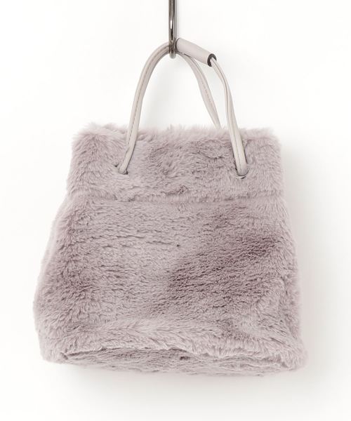 KOBE LETTUCE（コウベレタス）の「ふわふわエコファー巾着バッグ＊レディース/ミニバッグ/無地/レオパード柄[B1219]神戸レタス（ハンドバッグ・レディース・ブラック/ベージュ/パープル/グレー/カーキ/アイボリー/レオパード・FREE）」の12枚目の写真