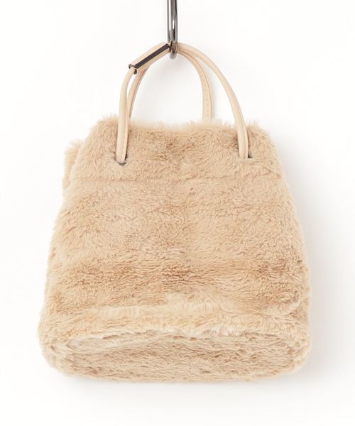 KOBE LETTUCE（コウベレタス）の「ふわふわエコファー巾着バッグ＊レディース/ミニバッグ/無地/レオパード柄[B1219]神戸レタス（ハンドバッグ・レディース・ブラック/ベージュ/パープル/グレー/カーキ/アイボリー/レオパード・FREE）」の13枚目の写真