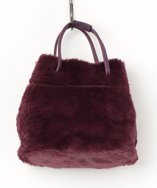 KOBE LETTUCE（コウベレタス）の「ふわふわエコファー巾着バッグ＊レディース/ミニバッグ/無地/レオパード柄[B1219]神戸レタス（ハンドバッグ・レディース・ブラック/ベージュ/パープル/グレー/カーキ/アイボリー/レオパード・FREE）」の14枚目の写真