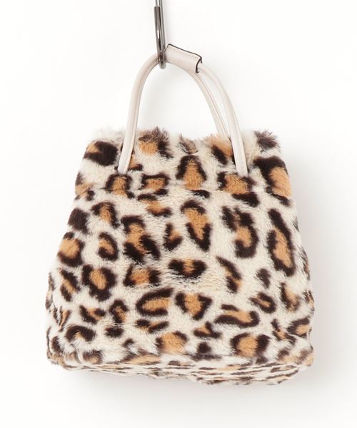 KOBE LETTUCE（コウベレタス）の「ふわふわエコファー巾着バッグ＊レディース/ミニバッグ/無地/レオパード柄[B1219]神戸レタス（ハンドバッグ・レディース・ブラック/ベージュ/パープル/グレー/カーキ/アイボリー/レオパード・FREE）」の15枚目の写真