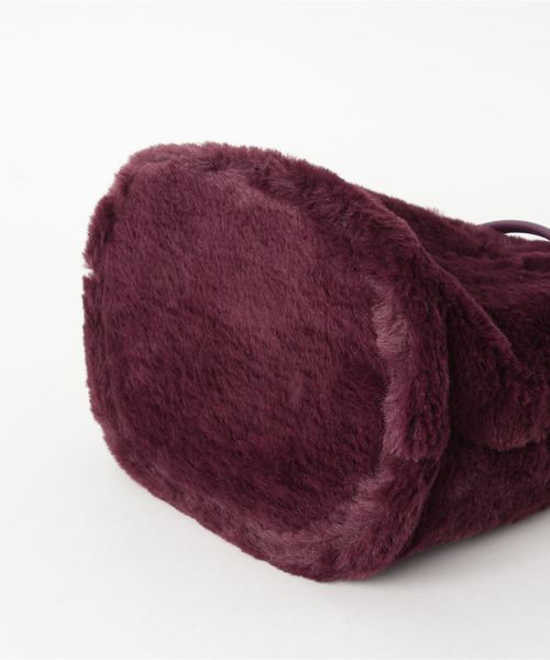 KOBE LETTUCE（コウベレタス）の「ふわふわエコファー巾着バッグ＊レディース/ミニバッグ/無地/レオパード柄[B1219]神戸レタス（ハンドバッグ・レディース・ブラック/ベージュ/パープル/グレー/カーキ/アイボリー/レオパード・FREE）」の9枚目の写真