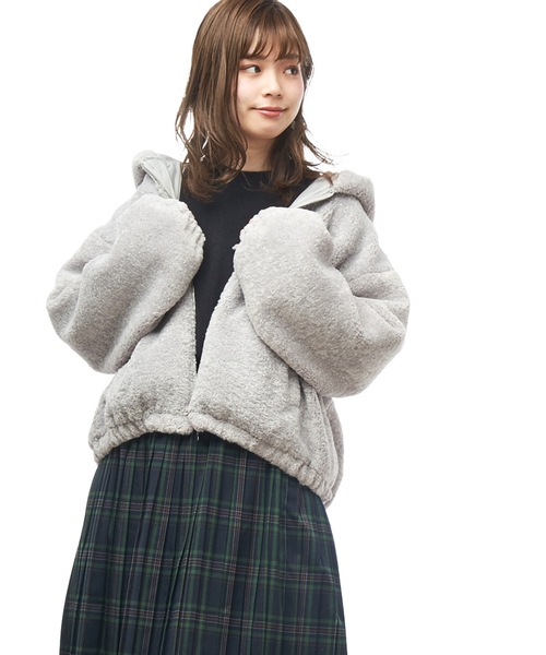 natural couture（ナチュラルクチュール）の「ボアパーカー（ブルゾン・レディース・ライトグレー/ブラック/ベージュ/ピンク・FREE）」の9枚目の写真