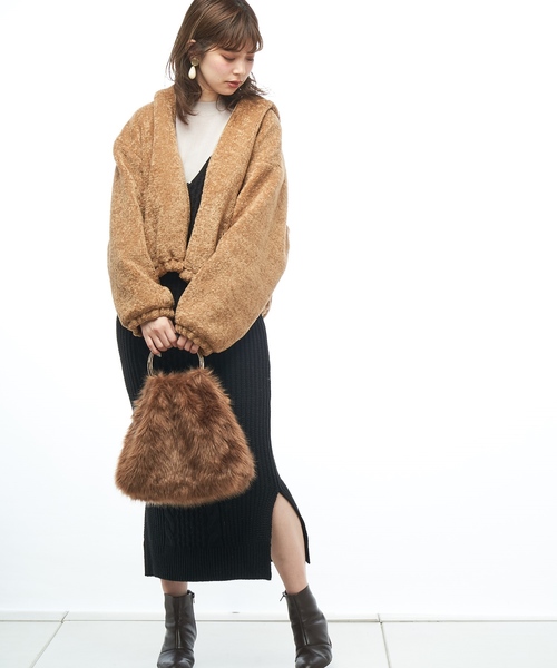 natural couture（ナチュラルクチュール）の「ボアパーカー（ブルゾン・レディース・ライトグレー/ブラック/ベージュ/ピンク・FREE）」の11枚目の写真