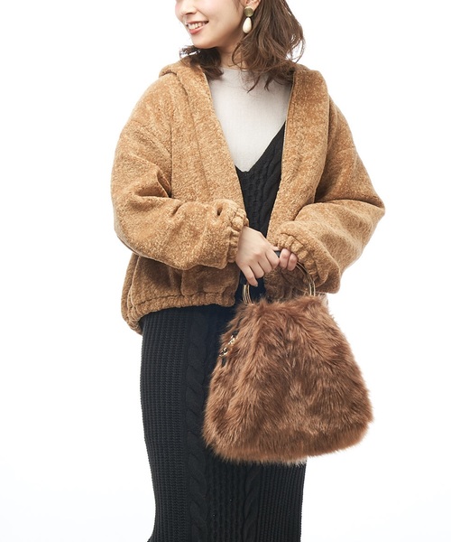 natural couture（ナチュラルクチュール）の「ボアパーカー（ブルゾン・レディース・ライトグレー/ブラック/ベージュ/ピンク・FREE）」の12枚目の写真