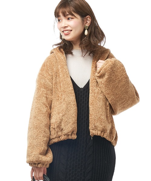 natural couture（ナチュラルクチュール）の「ボアパーカー（ブルゾン・レディース・ライトグレー/ブラック/ベージュ/ピンク・FREE）」の13枚目の写真