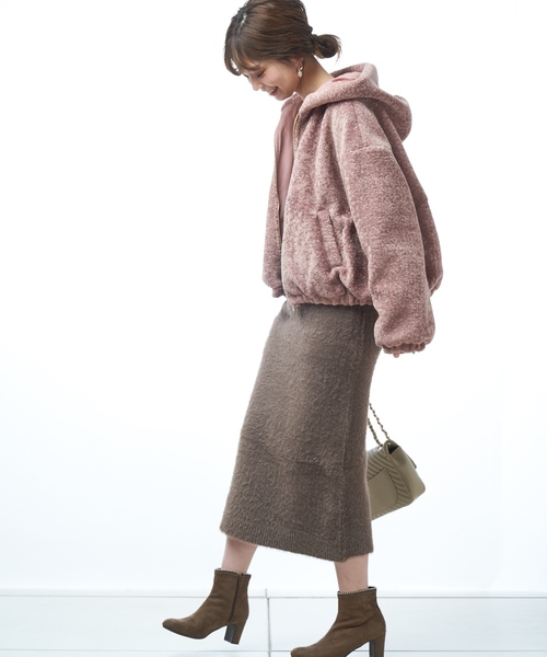 natural couture（ナチュラルクチュール）の「ボアパーカー（ブルゾン・レディース・ライトグレー/ブラック/ベージュ/ピンク・FREE）」の14枚目の写真