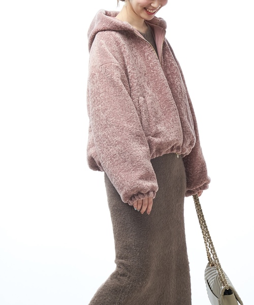 natural couture（ナチュラルクチュール）の「ボアパーカー（ブルゾン・レディース・ライトグレー/ブラック/ベージュ/ピンク・FREE）」の15枚目の写真