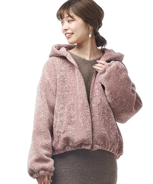 natural couture（ナチュラルクチュール）の「ボアパーカー（ブルゾン・レディース・ライトグレー/ブラック/ベージュ/ピンク・FREE）」の16枚目の写真