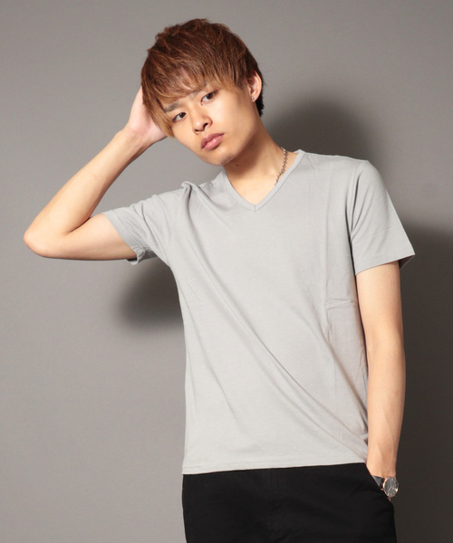 garsonwave(ギャルソンウェーブ)の「日本製 Vネック半袖カットソー(Tシャツ/カットソー・メンズ・ライトグレー/ブラック/ネイビー/ホワイト/ブルー/カーキ/チャコールグレー/ワイン・L/LL/M/S)」の16枚目の写真