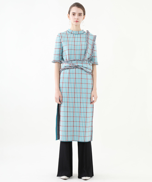 TAN（タン）の「【TAN】チェッカーワンピース 19SS-9（Tシャツ  