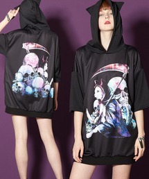 前後ホラーナイトケット・シーネコ半袖ネコ耳プルオーバーパーカー 前後ホラーナイトケット・シーネコ半袖ネコ耳プルオーバーパーカー