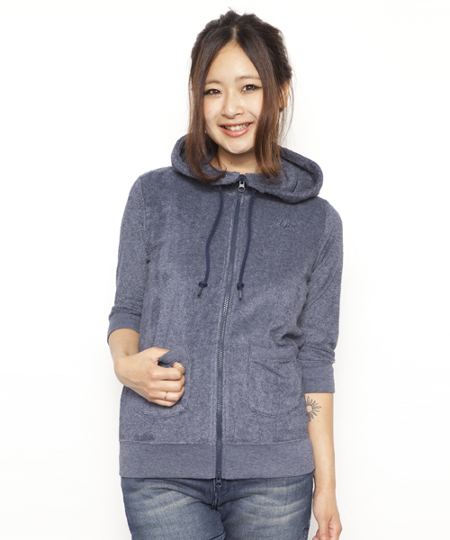 X-girl(エックスガール)の「PILE ZIP HOODIE(パーカー・レディース・アッシュグレー/レッド/パープル/ネイビー・2/1)」の1枚目の写真