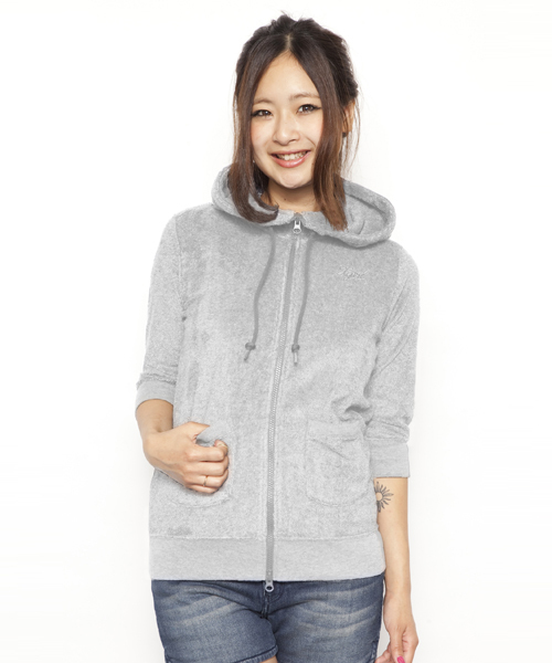 X-girl(エックスガール)の「PILE ZIP HOODIE(パーカー・レディース・アッシュグレー/レッド/パープル/ネイビー・2/1)」の2枚目の写真