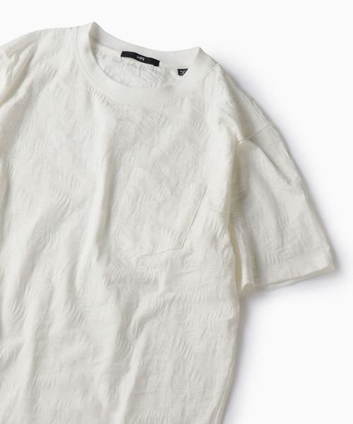 SHIPS（シップス）の「SC: MADE IN JAPAN ジャガード/リーフ ポケット Tシャツ（Tシャツ/カットソー・メンズ・ホワイト/チャコールグレー/ネイビー/オレンジ/ライトオリーブ/グレー・SMALL/MEDIUM/LARGE/X-LARGE）」の2枚目の写真