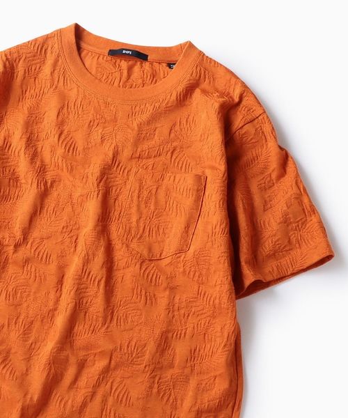 SHIPS（シップス）の「SC: MADE IN JAPAN ジャガード/リーフ ポケット Tシャツ（Tシャツ/カットソー・メンズ・ホワイト/チャコールグレー/ネイビー/オレンジ/ライトオリーブ/グレー・SMALL/MEDIUM/LARGE/X-LARGE）」の6枚目の写真