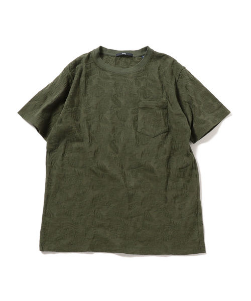 SHIPS（シップス）の「SC: MADE IN JAPAN ジャガード/リーフ ポケット Tシャツ（Tシャツ/カットソー・メンズ・ホワイト/チャコールグレー/ネイビー/オレンジ/ライトオリーブ/グレー・SMALL/MEDIUM/LARGE/X-LARGE）」の5枚目の写真