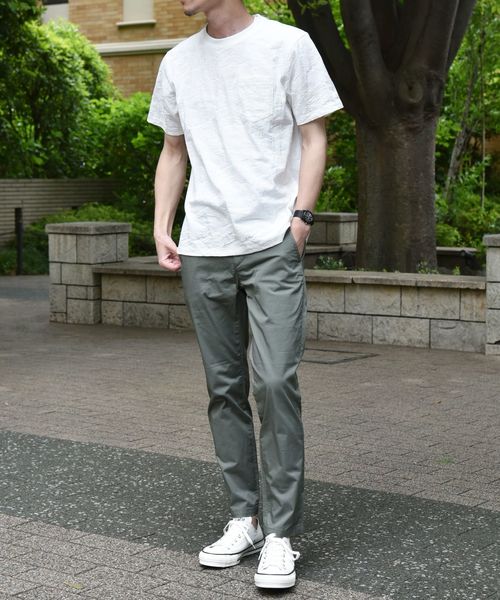 SHIPS（シップス）の「SC: MADE IN JAPAN ジャガード/リーフ ポケット Tシャツ（Tシャツ/カットソー・メンズ・ホワイト/チャコールグレー/ネイビー/オレンジ/ライトオリーブ/グレー・SMALL/MEDIUM/LARGE/X-LARGE）」の18枚目の写真